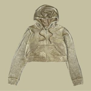 HOLLISTER Velour Cropped Zip Up Hoodie